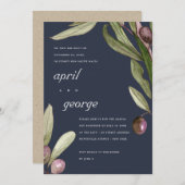 OLIVE NAVY RUSTIC FOLIAGE WE TIENDE DE KNOT INVITE BEDANKKAART (Voorkant / Achterkant)