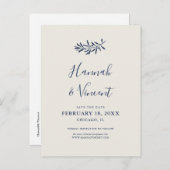 Olive Navy Save the Date Briefkaart (Voorkant / Achterkant)