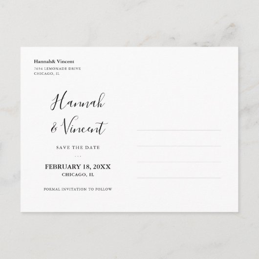 Olive Navy Save the Date Briefkaart (Achterkant)