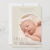 Olive Neutrale Arch Foto Baby Geboortedatum bekend Kaart (Voorkant)
