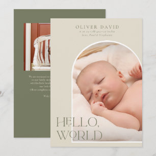 Olive Neutrale Arch Foto Baby Geboortedatum bekend Kaart