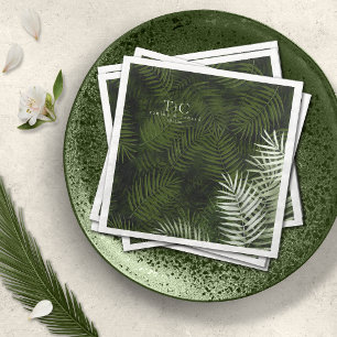 Olive Oasis Palm Leaves Randpatroon ID1324 Servet