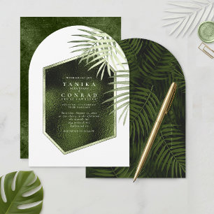Olive Oasis Palmblad Patroon Folie Wt Boog ID1324 Kaart