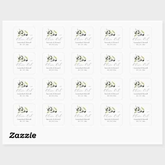 Olive Oil Wedding Favors Sticker (Vel)