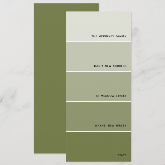 Olive Paint Swatch Nieuwe adres aankondiging (Voorkant / Achterkant)