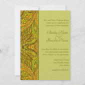 Olive Paisley Damask Wedding Invitations Kaart (Voorkant)
