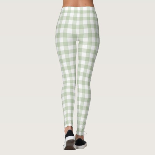 Olive Pastel Gingham Women Leggings (Achterkant)