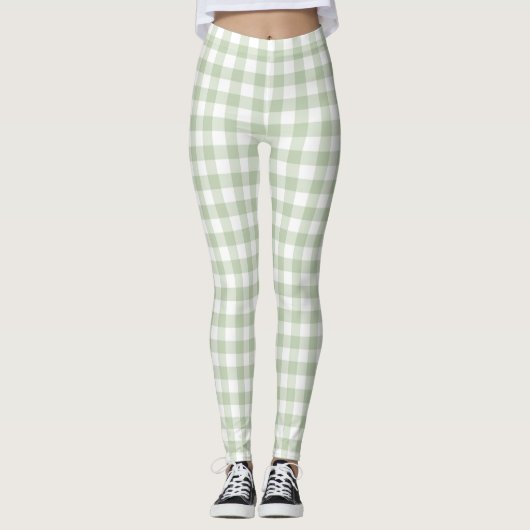 Olive Pastel Gingham Women Leggings (Voorkant)