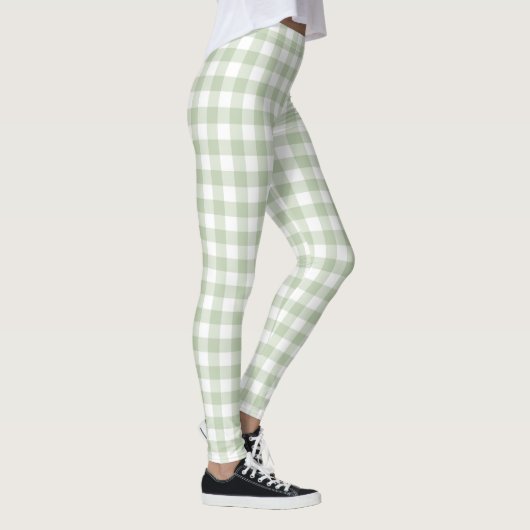 Olive Pastel Gingham Women Leggings (Rechts)