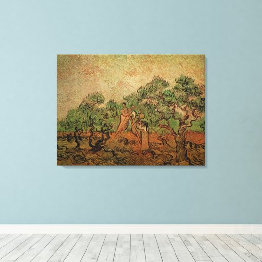 Olive Picking door Vincent van Gogh Canvas Afdruk (Insitu (Houten vloer))