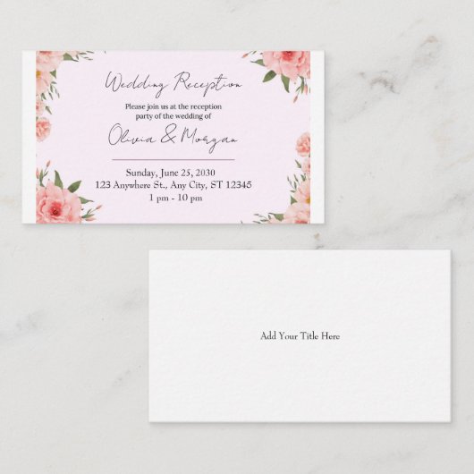 Olive-Pink Invitation Card Informatiekaartje (Voorkant / Achterkant)