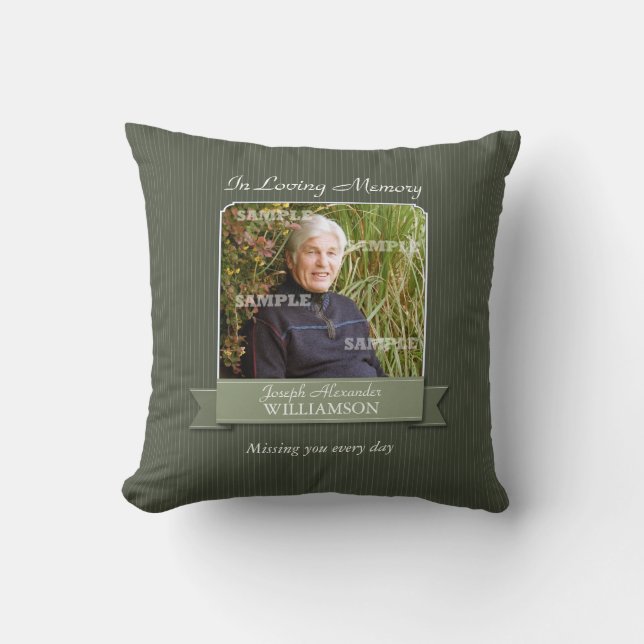 Olive Pinstripe Memorial American MoJo Pillow Kussen (Voorkant)