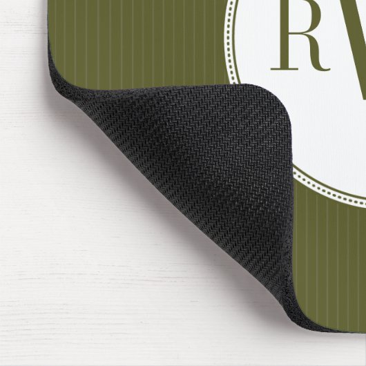 Olive Pinstripe Monogram Mousepad Muismat (Hoek)