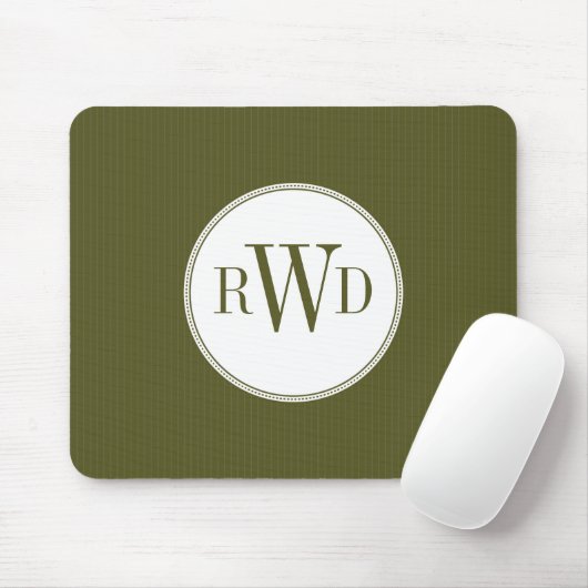 Olive Pinstripe Monogram Mousepad Muismat (Met muis)