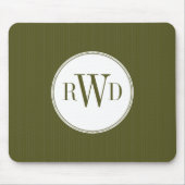 Olive Pinstripe Monogram Mousepad Muismat (Voorkant)