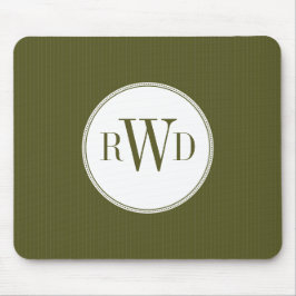 Olive Pinstripe Monogram Mousepad Muismat