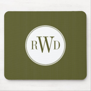 Olive Pinstripe Monogram Mousepad Muismat