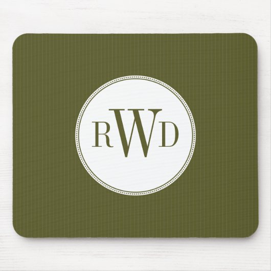 Olive Pinstripe Monogram Mousepad Muismat (Voorkant)