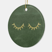 Olive Pistachio Green Gold Glitz Wimpers Keramisch Ornament (Links)