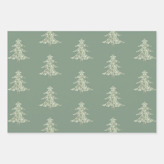 Olive Pistachio Mint Groene Kerstboom Inpakpapier Vel (Voorkant 3)