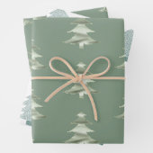 Olive Pistachio Mint Groene Kerstboom Inpakpapier Vel (In situ)