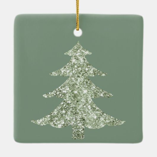 Olive Pistachio Mint Groene Kerstboom Keramisch Ornament (Achterkant)