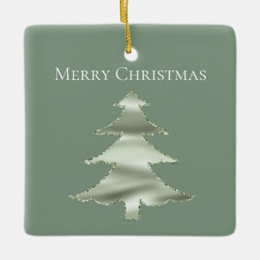 Olive Pistachio Mint Groene Kerstboom Keramisch Ornament (Voorkant)
