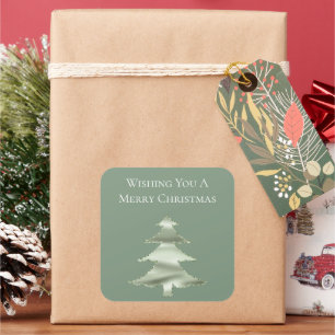 Olive Pistachio Mint Groene Kerstboom Vierkante Sticker
