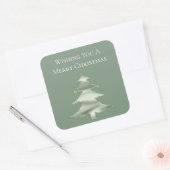 Olive Pistachio Mint Groene Kerstboom Vierkante Sticker (Envelop)