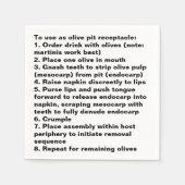 Olive Pit Disposal Instructions Cocktail Servet (Voorkant)