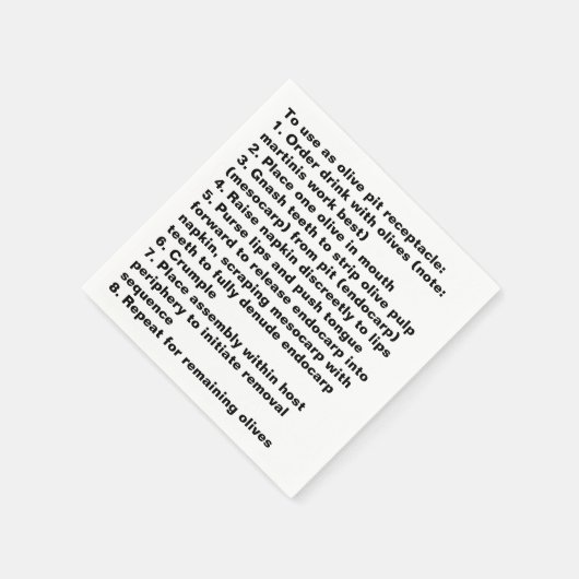 Olive Pit Disposal Instructions Cocktail Servet (Hoek)