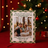 Olive Plaid Portrait Photo Christmas Holiday Card Feestdagenkaart