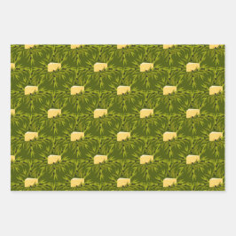 Olive Plant Branches Green Pattern Inpakpapier Vel