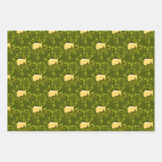 Olive Plant Branches Green Pattern Inpakpapier Vel (Voorkant)