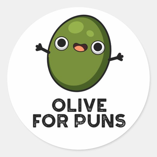 Olive Puns Grappige Olive Fruit Pun Ronde Sticker (Voorkant)