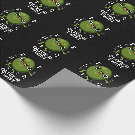 Olive-r Twist Funny Fruit Olive Pun Dark BG Cadeaupapier (Hoek)