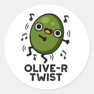 Olive-r Twist Funny Fruit Olive Pun Ronde Sticker