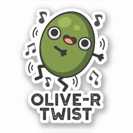 Olive-r Twist Funny Fruit Olive Pun Sticker (Voorkant)