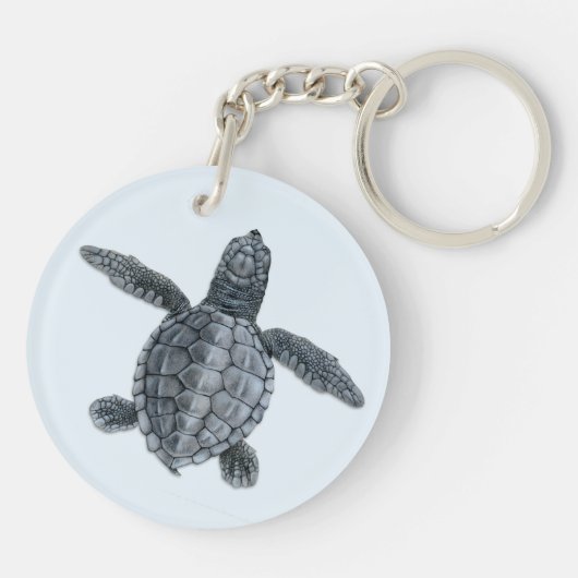 Olive Ridley Zee Turtle Hatchling Sleutelhanger (Achterkant)