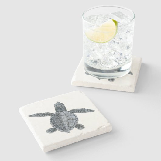 Olive Ridley Zee Turtle Stone Onderzetter (Zijkant)