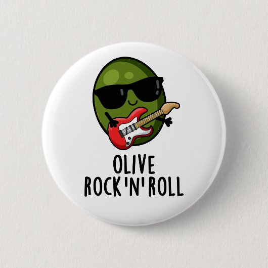 Olive Rock en Roll Cute Rocker Olive Pun Ronde Button 5,7 Cm (Voorkant)