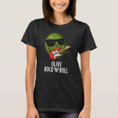 Olive Rock en Roll Funny Rocker Olive Pun Dark BG T-shirt (Voorkant)