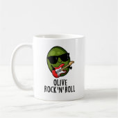 Olive Rock En Roll Grappige Rocker Olive Pun Koffiemok (Links)