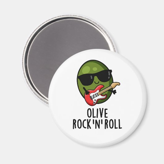 Olive Rock En Roll Grappige Rocker Olive Pun Magneet (Voorkant / Achterkant)