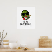 Olive Rock En Roll Grappige Rocker Olive Pun Poster (Keuken)