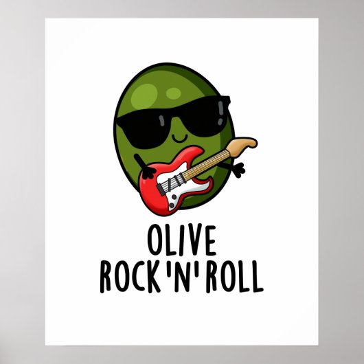Olive Rock En Roll Grappige Rocker Olive Pun Poster (Voorkant)