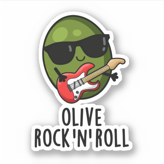 Olive Rock En Roll Grappige Rocker Olive Pun Sticker (Voorkant)