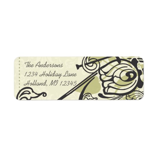 Olive Roos Swirl Whimsical Return Address Labels (Voorkant)
