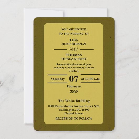 Olive Rust Earthy Wedding Invitation Kaart (Voorkant)
