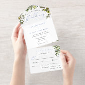 Olive Rustic Wedding All In One Uitnodiging (Uittrekbaar)